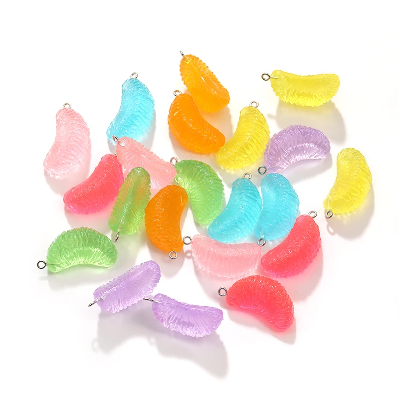 10Pcs 7 Color 18X33MM Mix Fruit Tangerine Acrylic Earring Charms Diy Findings Keychain Bracelets Pendant For Jewelry Making