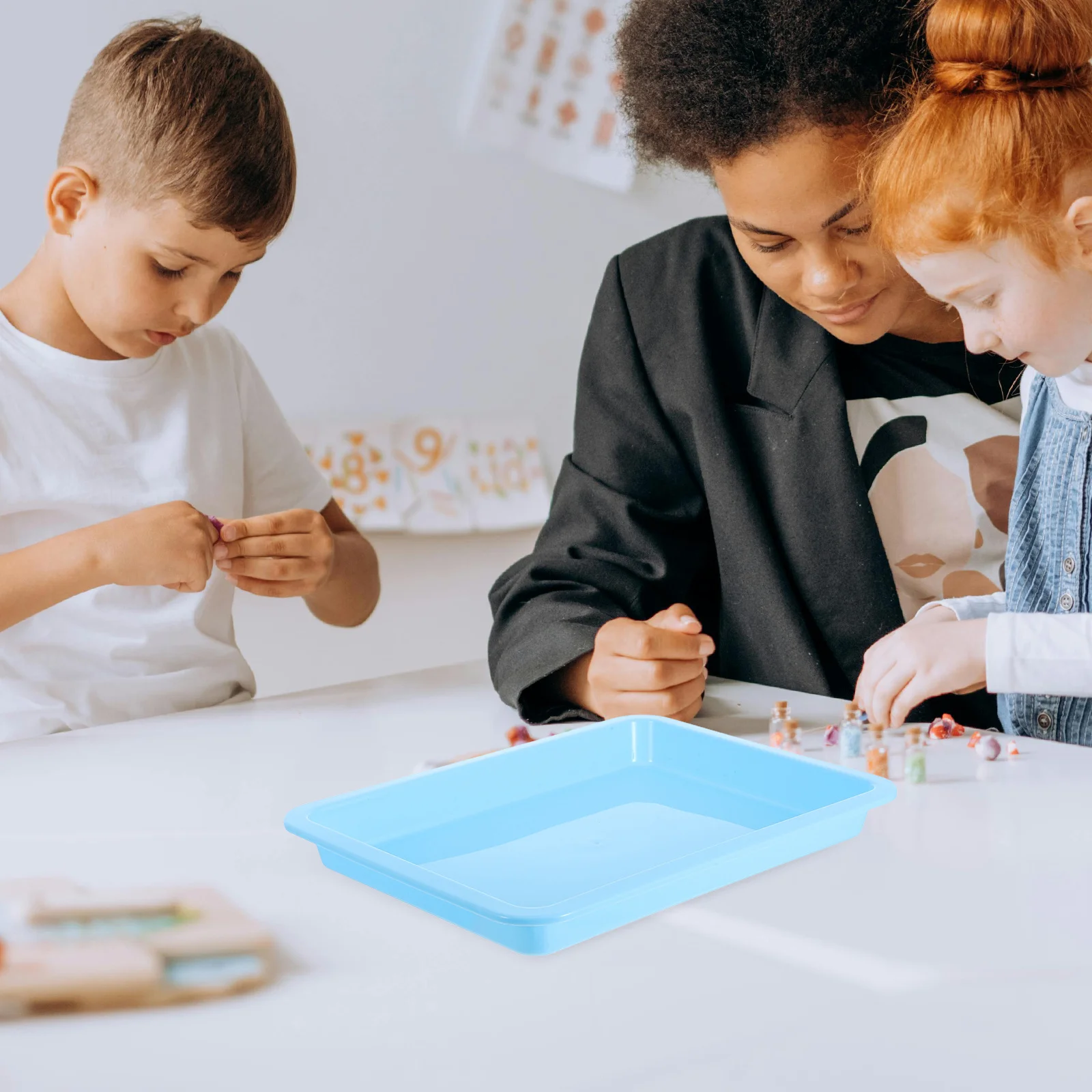 6 قطعة صواني فنية بلاستيكية ملونة قاعدة سميكة غير قابلة للانزلاق للحرف اليدوية اللوحة مشاريع ذاتية الصنع الخرز تنظيم نشاط الفصول الدراسية