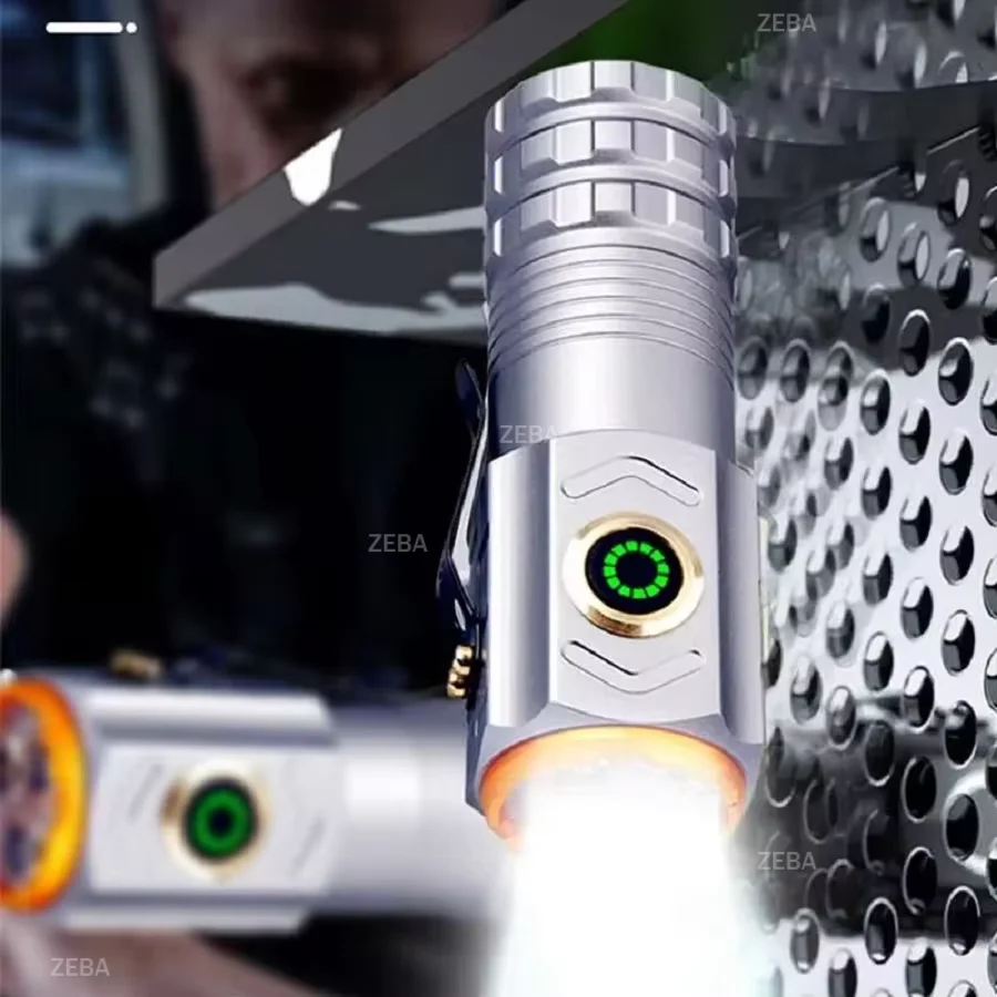 Mini Portable Flashlight USB Rechargeable Pocket Torch Three-Eye Bright Aluminum Alloy Outdoor Portable  Emergency Work Light