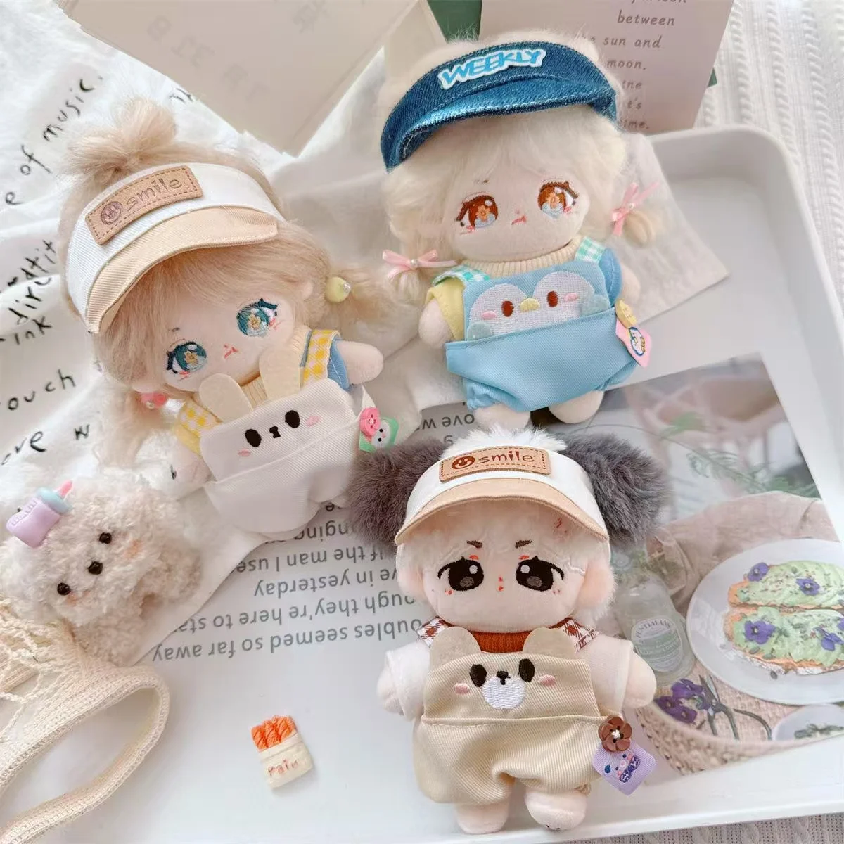 

10cm Cute Idol Doll Clothes Cute Cowboy Hat Puppy T-shirt Penguin Overalls Suit Changing Clothes for Girls Fans Collection Gifts