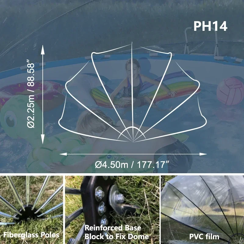 غطاء قبة حمام السباحة 15f قبة الشمس لحمام السباحة في الهواء الطلق فوق الأرض غطاء قبة حمام السباحة #1