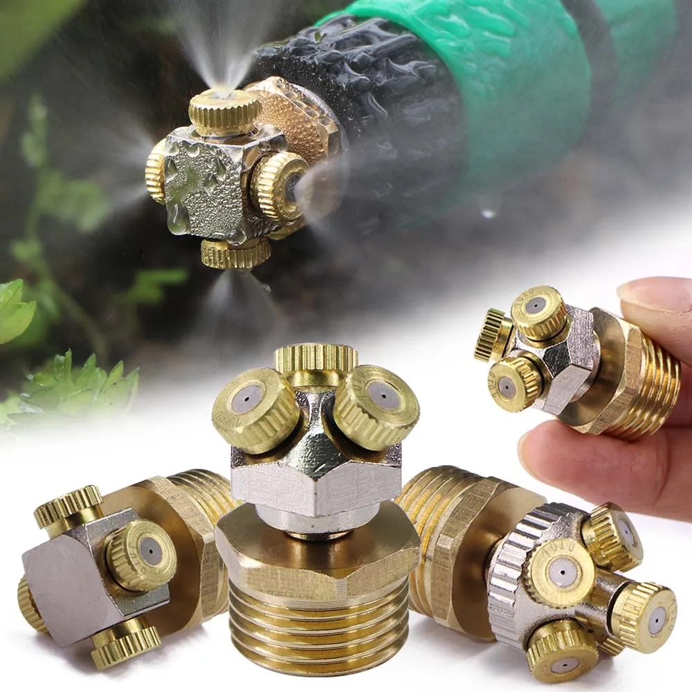 

0.1-1.0mm 3/4/5-hole Misting Nozzle Fine Atomizer Sprayer 1/2" 20mm Brass Joint Garden Irrigation Cooling Agriculture Watering