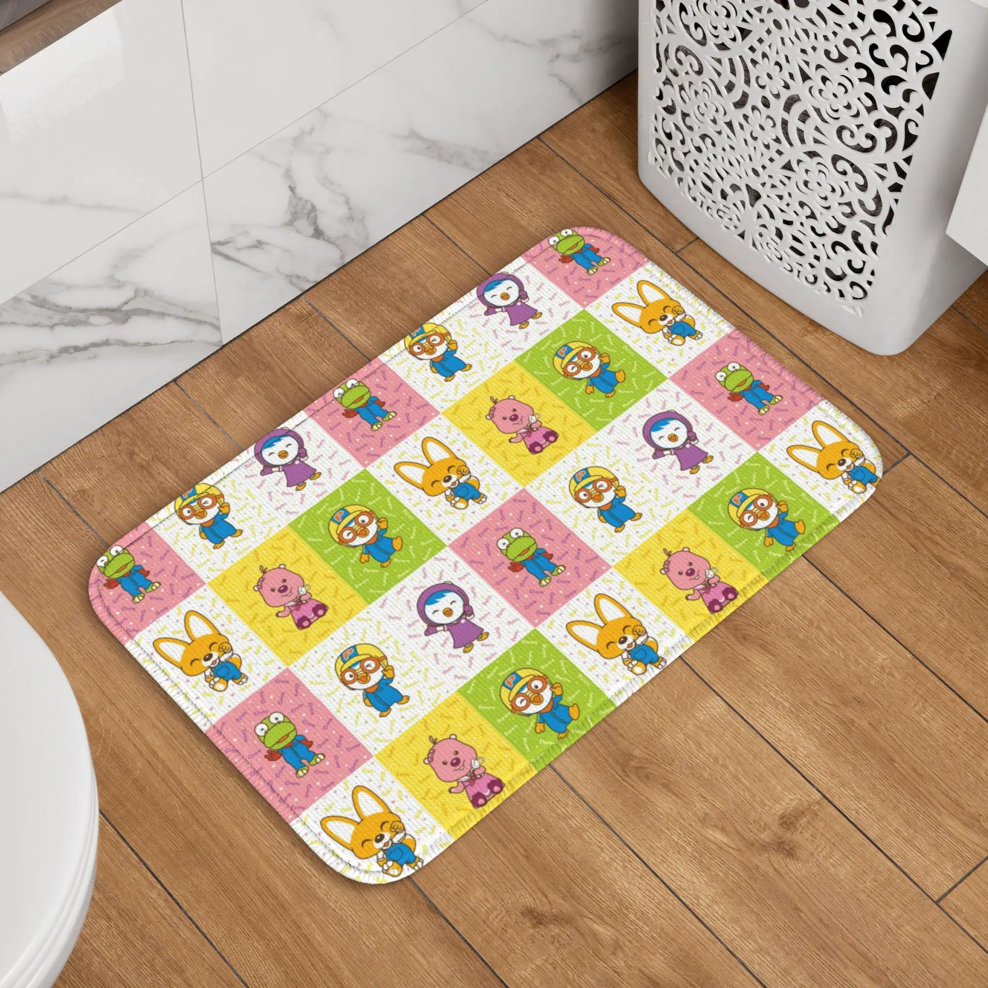Custom Pororo The Little Penguin  Doormat Anti-Slip Bathroom Kitchen Mat Garden Garage Floor Door Entrance Carpet Rug