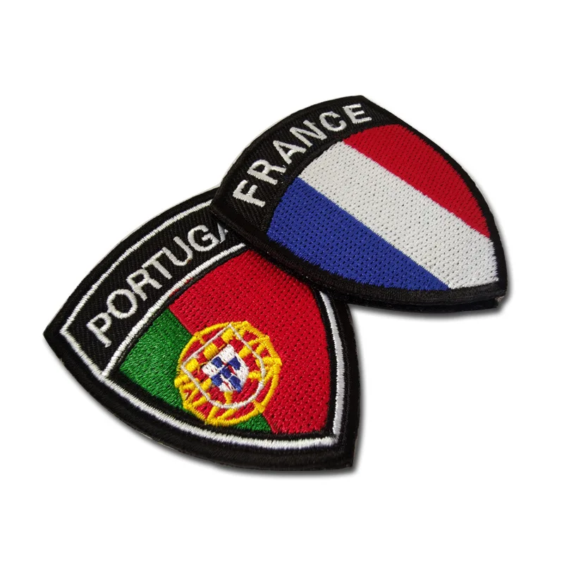 France England Logo Armband Badge Germany Portugal Flag Shield Embroidery Hook Magic Cloth Patches Backpack Sticker Appliques