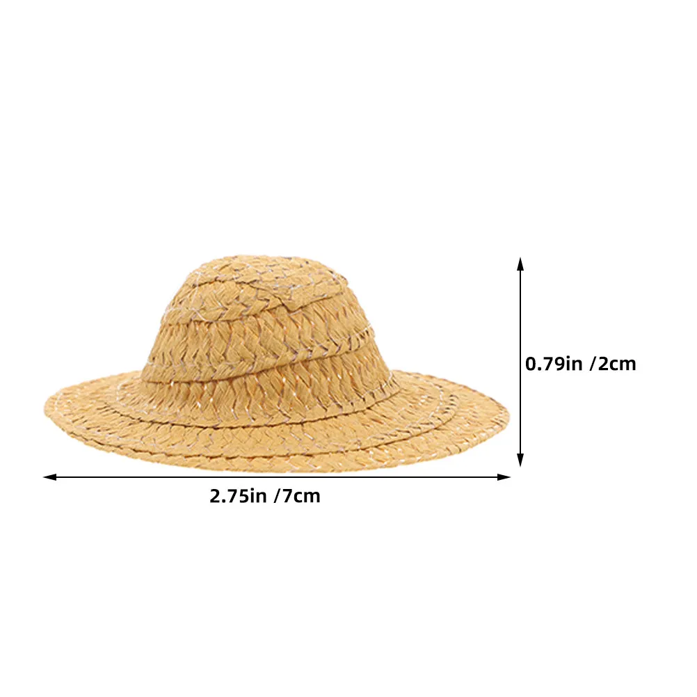 10Pcs Miniature Woven Straw Hats 7Cm Exquisite Handwoven Tiny Top Hats for Crafts Photography Props Rustic Decor Miniature
