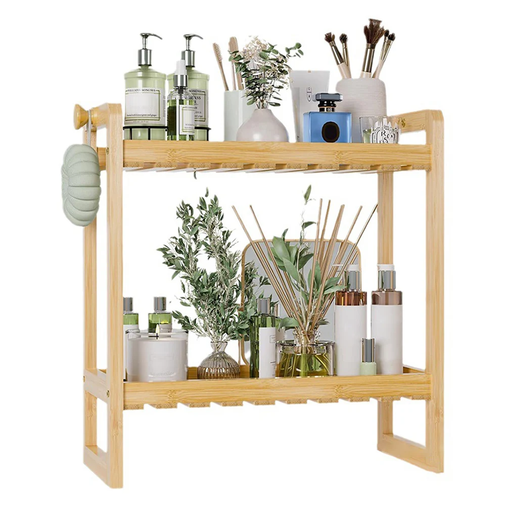 

Bamboo Over The Toilet Storage Shelf 2-Tier Bathroom Organizers and Storage Shelves Over Toilet Bathroom Shelf for Space Savers