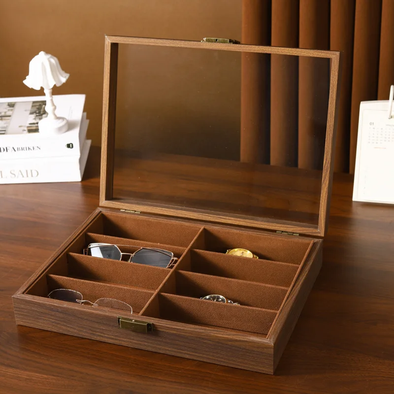 

Коробка для очков, утолщенный клапан, открытое окно, прозрачный ящик, коробка для солнцезащитных очков, коробка для хранения солнцезащитных очков из искусственной кожи