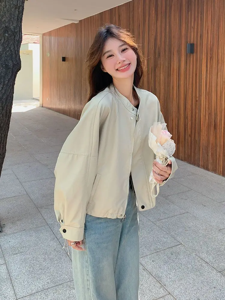 

Women'S Insulated Bomber Jackets Plus Size Woman Clothing Elastic Hem Waist-Cinching Button Front Pocket Pure Simple Ladies