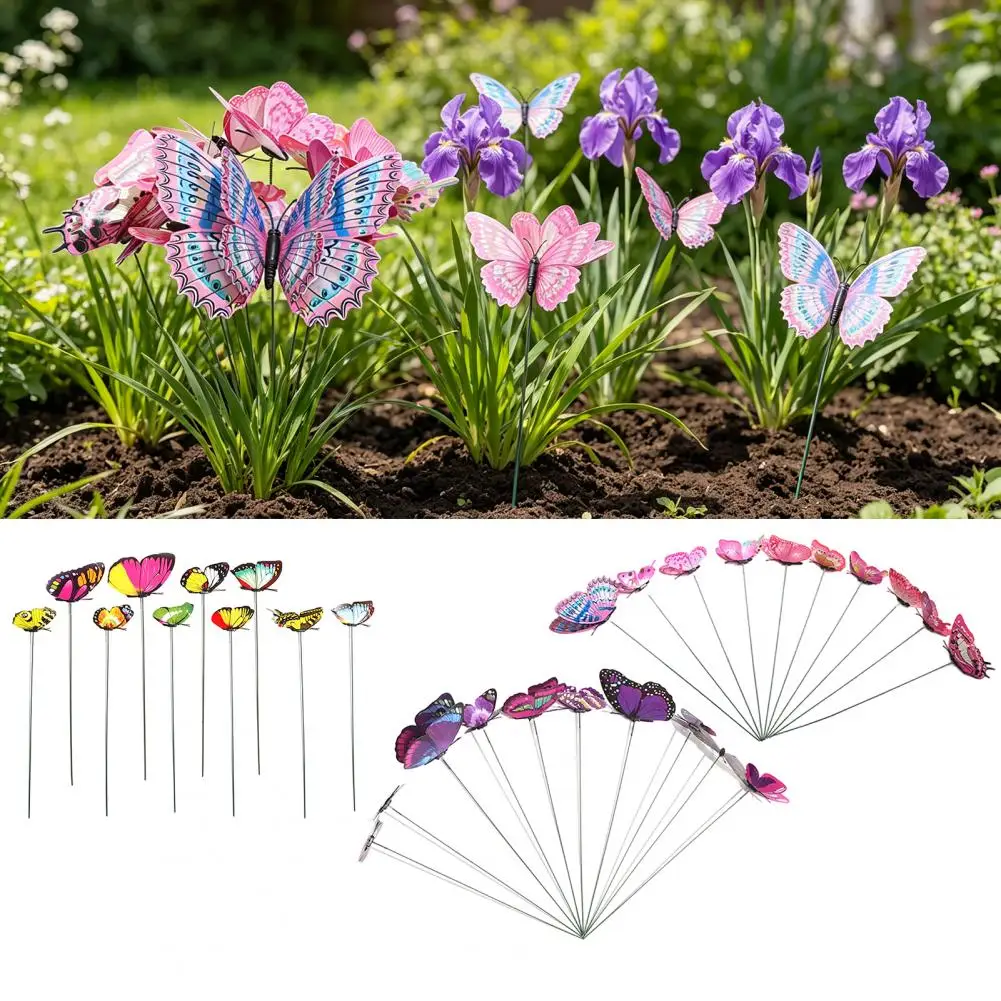 Outdoor Butterfly Decorations 10 Pcs Colorful Butterfly Garden Stakes Waterproof Pvc Butterfly Plant Decorations 10 Inch