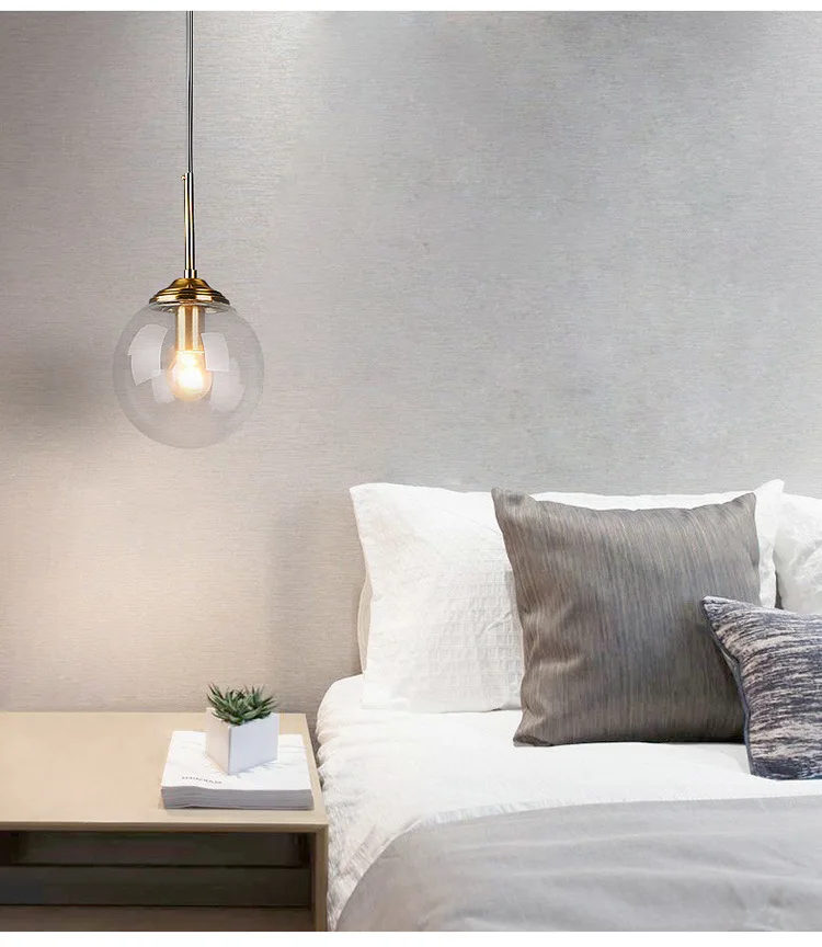 Modern Glass Hanging Lamp E27 Clear Amber Stone Chandelier  Nordic Home Decor Lighting for Living Room Cord Pendant Lights - view 4