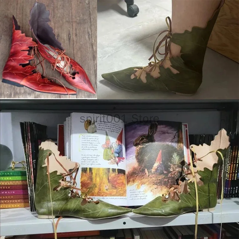 chaussures-de-cosplay-d'halloween-gothiques-retro-feuilles-de-sorciere-elfe-chaussures-a-lacets-pour-femmes-accessoires-de-costume-robe-de-carnaval-bottes-de-chevalier-de-fete
