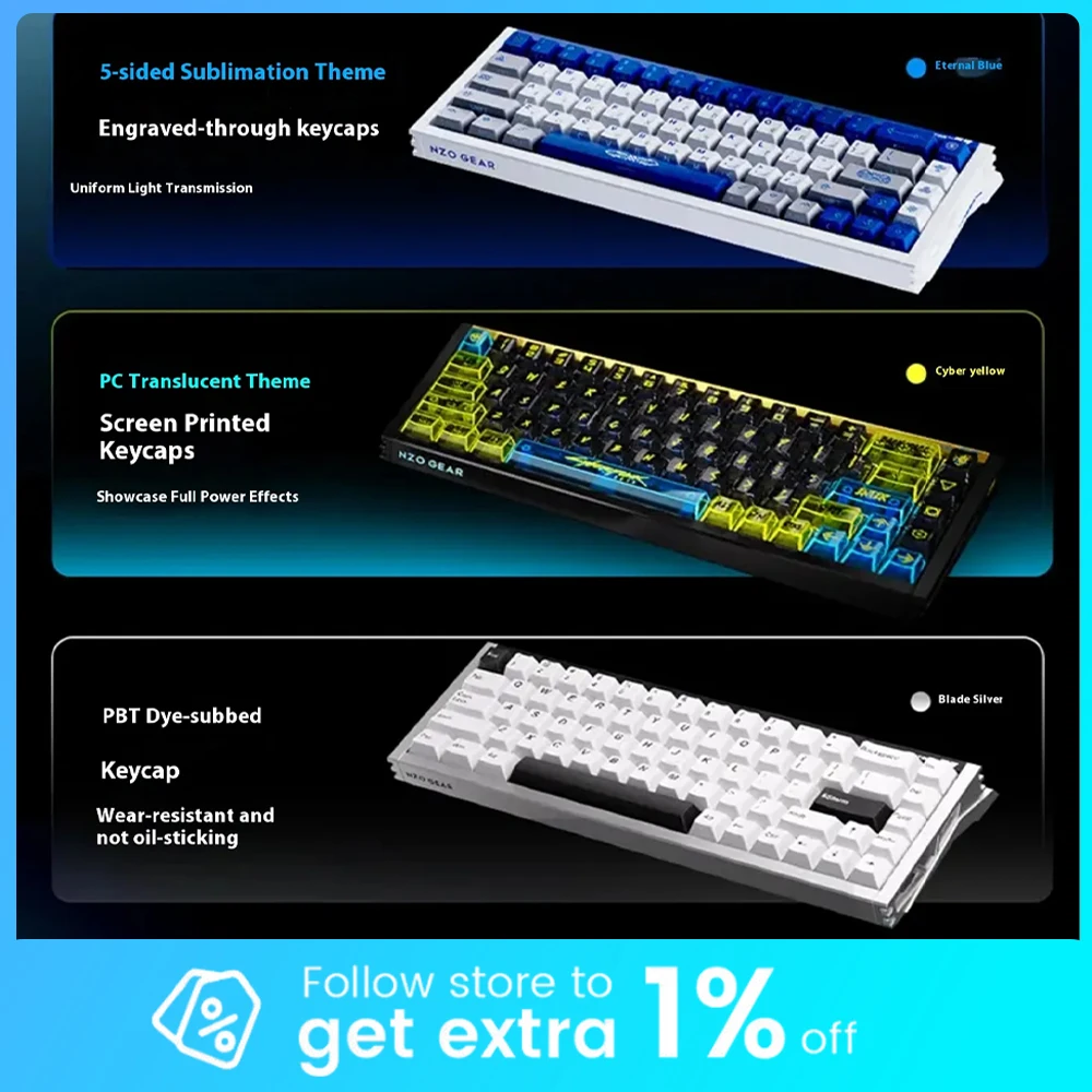 

NZO STORM68 Клавиатура с магнитным переключателем из анодированного алюминия, 220 меш, проводная, RT0,005 мм, 8 кГц, частота запуска, игровая клавиатура с задержкой 0,08 мс