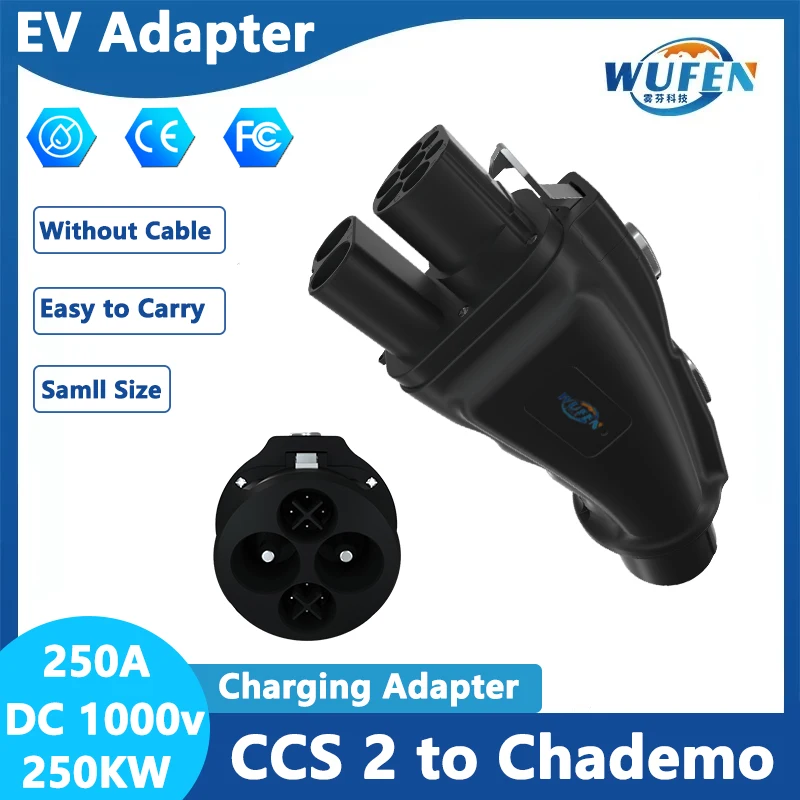 EV Fast Charger Station CCS 1 to Chamdeo DC Adapter 250A 250kw EVSE Charging CCS 2 to Chademo Japan Car Supercharging Adapter