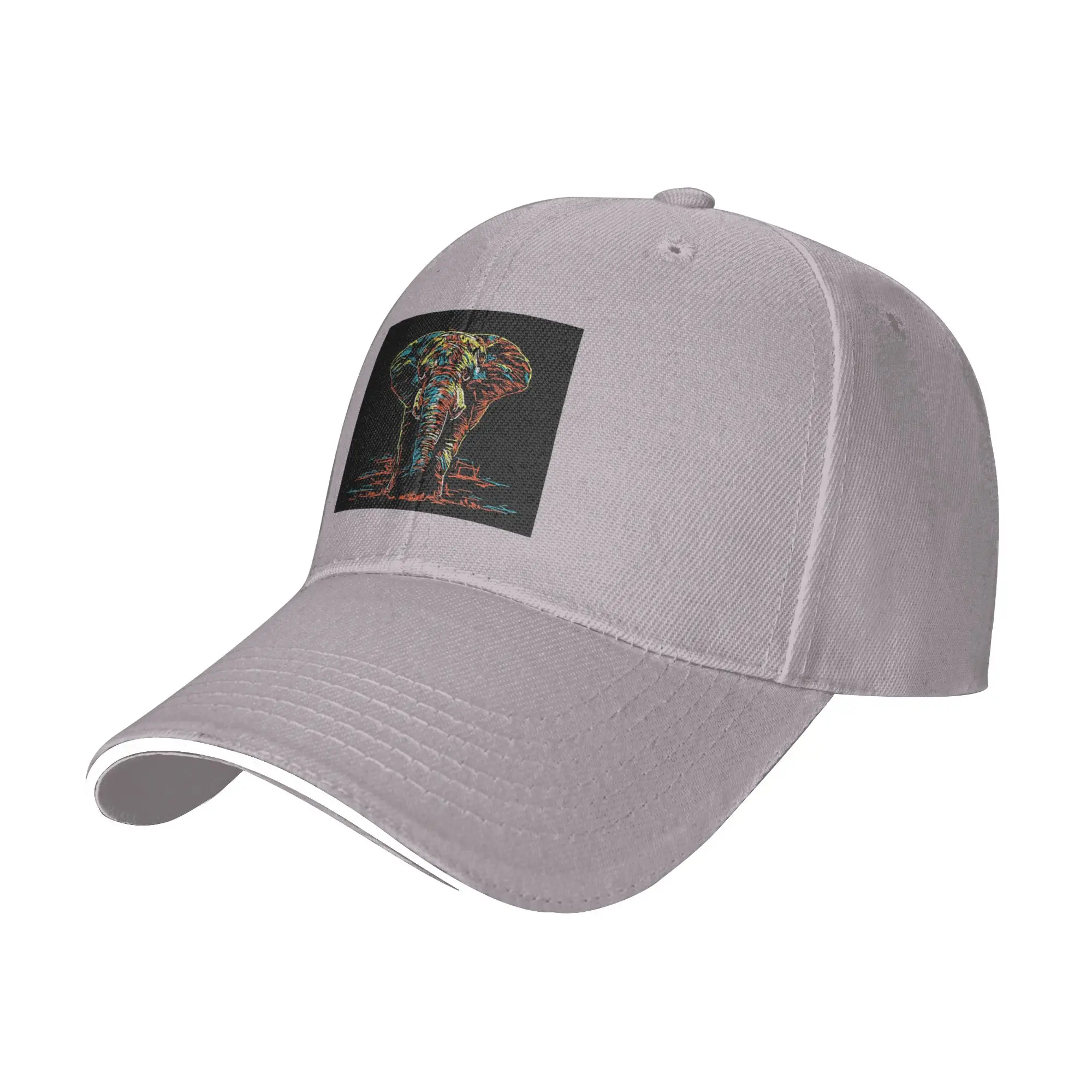 colourful abstract elephant neon illustration Cap Baseball Caps Adjustable Hat Hip Hop Summer Unisex Baseball Hats Customizable