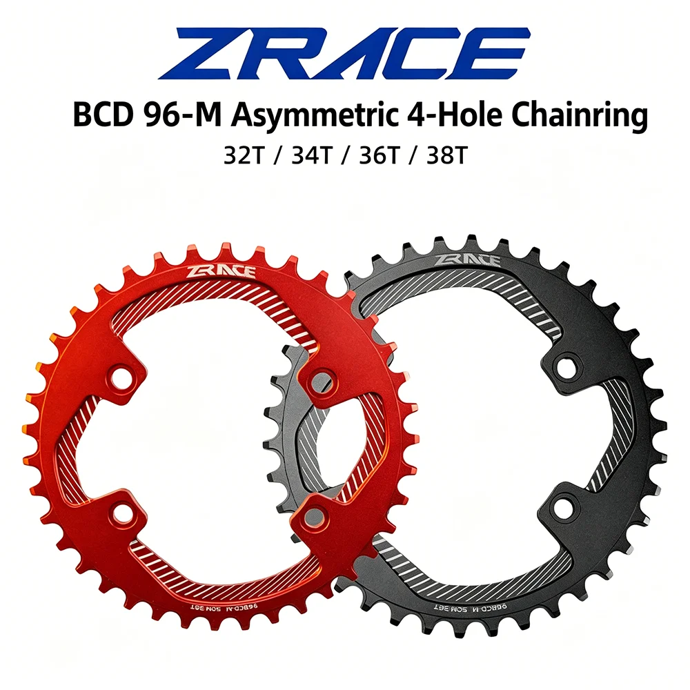 ZRACE BCD96-M 4-Bolt Asymmetrical Round Narrow Wide Chainring MTB Crankset Chainwheel 32T 34T 36T 38T for M8000 M7000 M6000