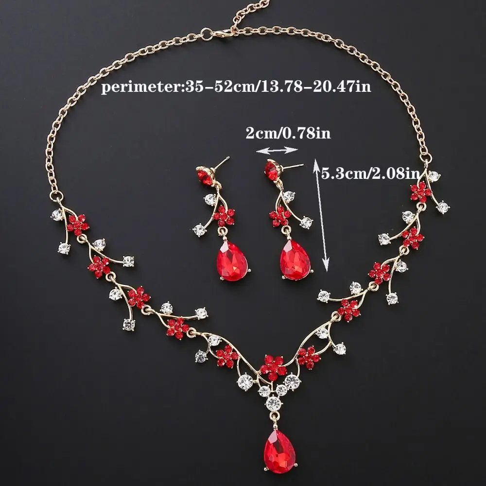 Rhinestone Water Drop Bridal Jewelry Sets Shiny Adjustable Exquisite Jewelry Sets Aesthetic Handmade Choker Necklace Earring Set view 6