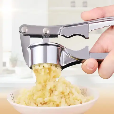 Stainless steel manual small garlic press for pounding garlic paste, kitchen supplies, manual garlic press kitchen items