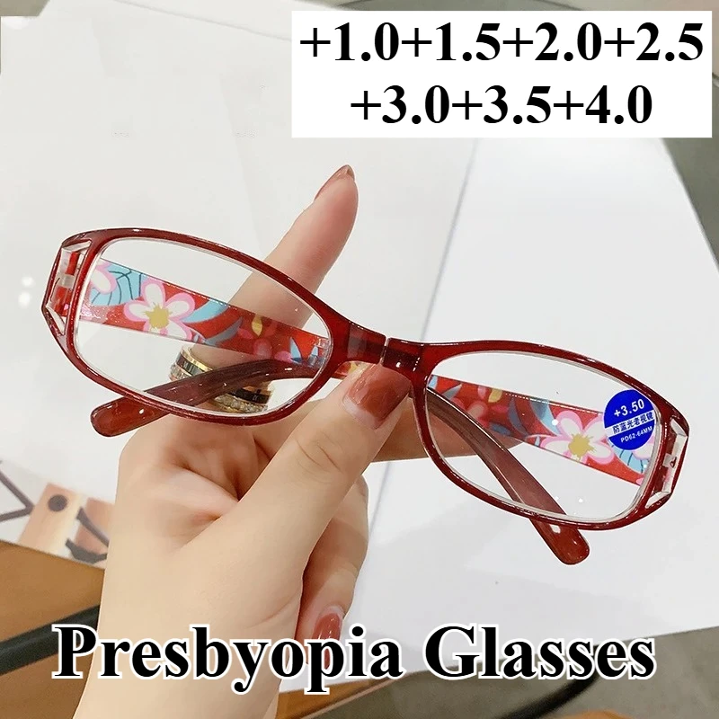 

Fashion Flower Printed Reading Glasses Women Gorgeous Blue Light Blocking Far Sight for The Elderly Men Fashion Eyeglasses