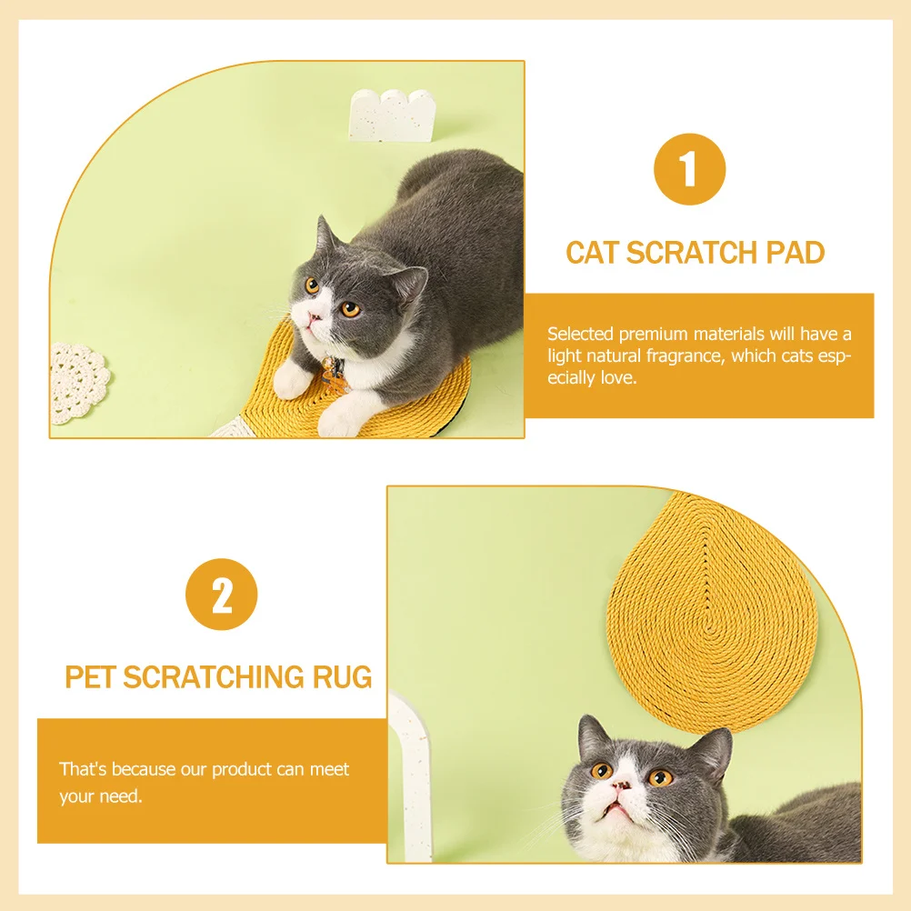 

Cat Scratch Mat Yellow Sisal Scratching Pad For Indoor Durable Cat Claw Grinding Tool Pet Scratching Mat Hand-Knitted