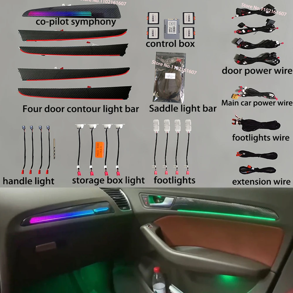 LHD LED Ambient Light For Audi  Q5 A5 2009-2017 Decorate Lamp Grain Door Panel Mood Lamp Carbon Neon Light Footlight