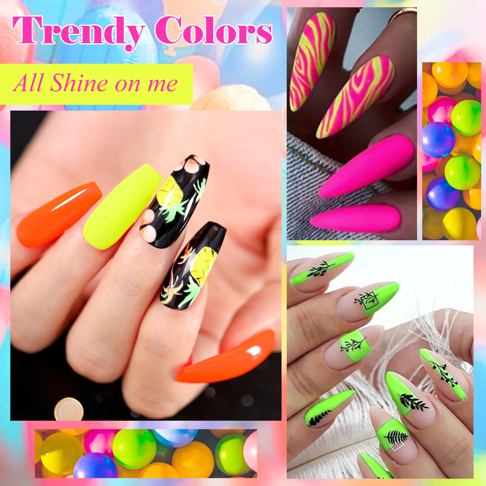 6 قطعة الفلورسنت جيل للأظافر مجموعة طلاء أظافر الربيع الصيف الأظافر الورنيش عدة طويلة الأمد UV/LED لمستلزمات الأظافر مانيكير تصميم ذاتي الصنع #3