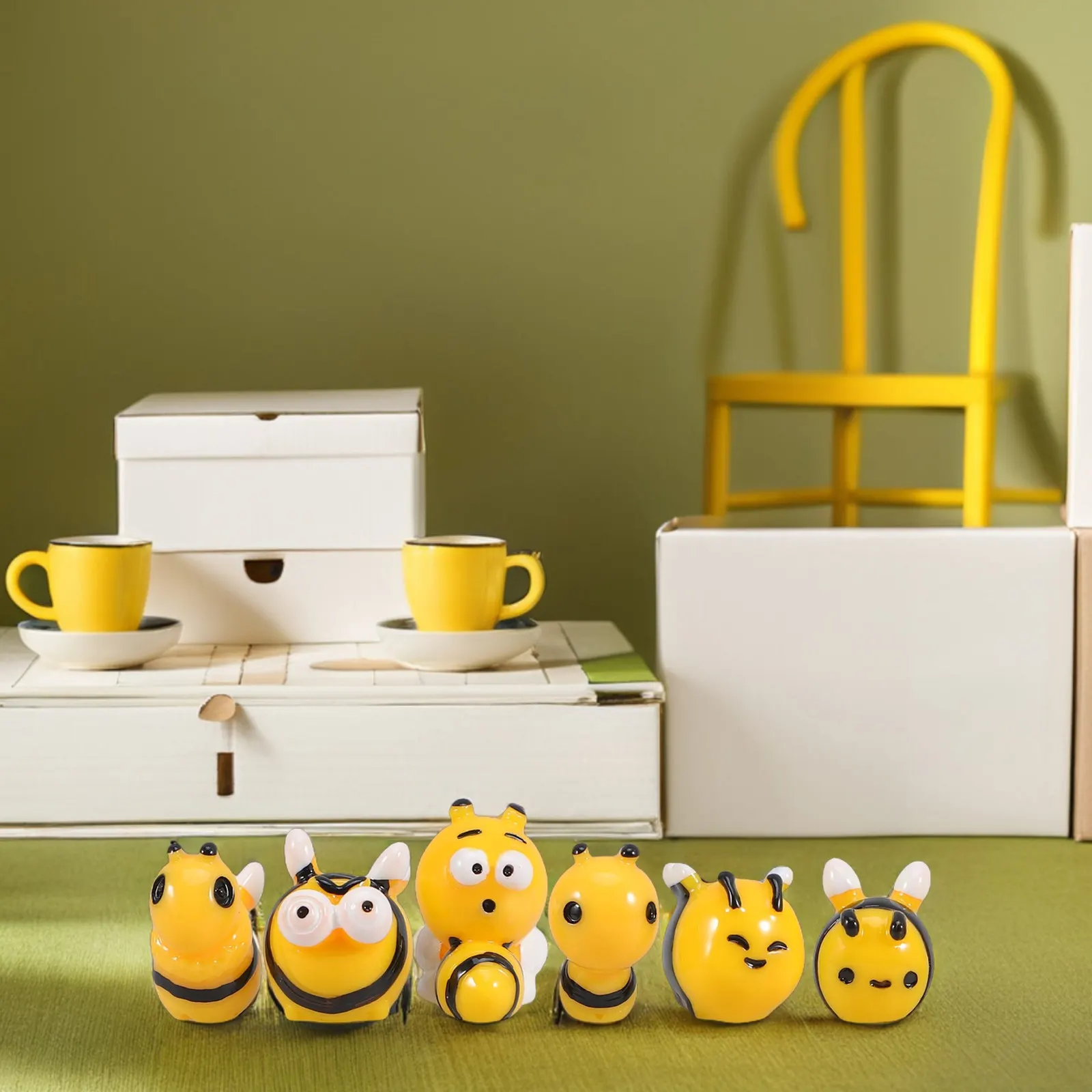 

Набор из 6 миниатюрных пчелок из смолы для микроландшафта, очаровательный декор для поделок, аксессуары для сказочного сада, украшение для дома