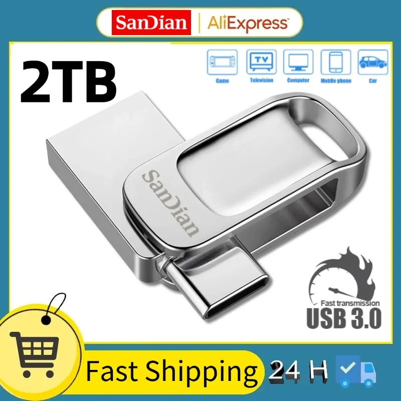 Flash Drives 2TB USB3.0 Mini High Speed Metal Pendrive 1TB 512GB U Stick Portable Drive 256GB Waterproof Memoria Storage U Disk