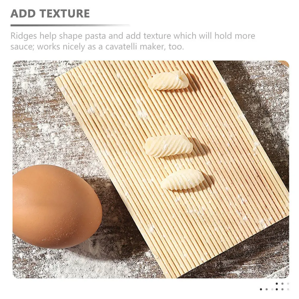 2Pcs Board High-Grade Wooden Pasta Making Tool for Gnocchi Cavatelli Hold More Sauce Easy-Grip Handle Kitchen