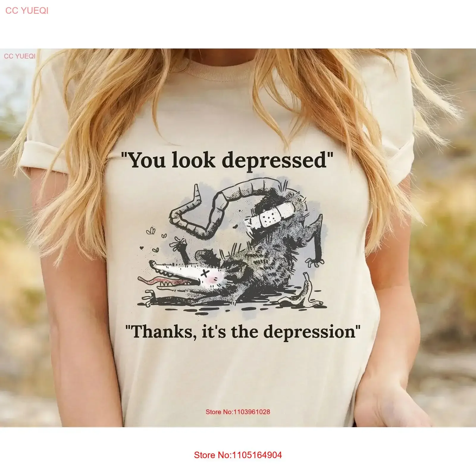 Depression Possum T Shirt Opossum Mental Health Awareness Depressed Anxious Anxiety vintage Washed Unisex fashion