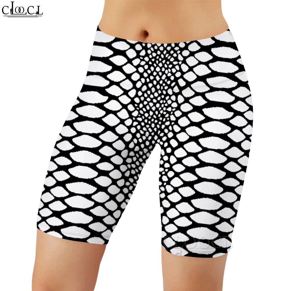 

CLOOCL Black and White Women Legging Snake Skin Texture Graphics Print Casual Legging Female Gym Workout Stretch Skinny Shorts