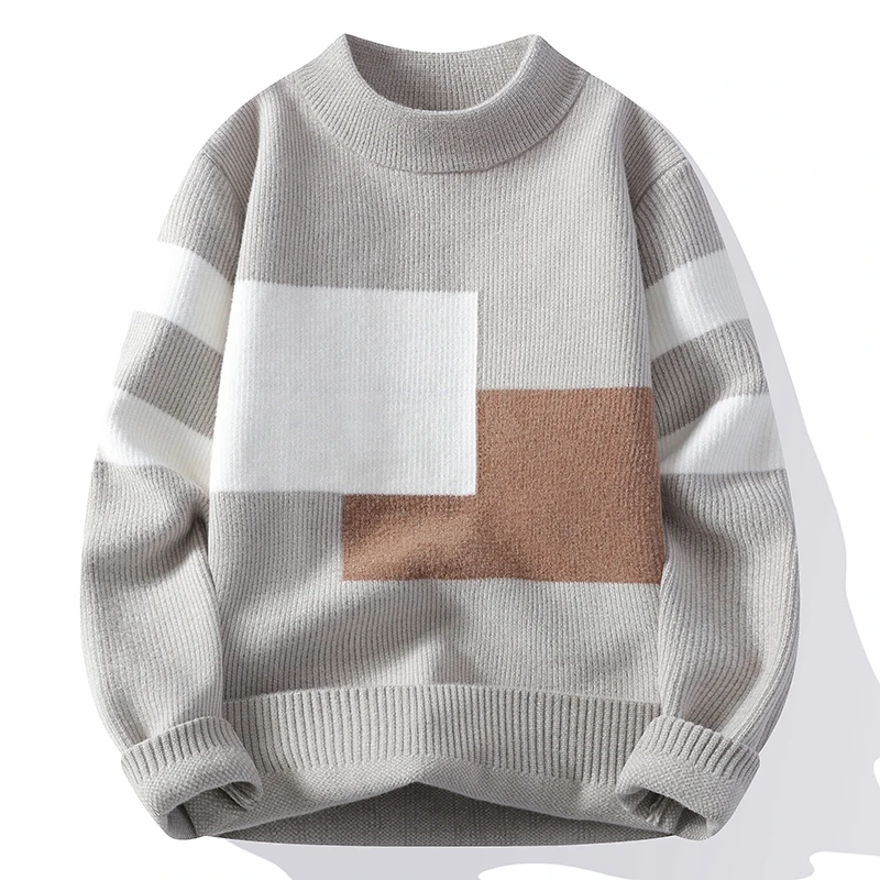 Pull patchwork en tricot à col rond pour hommes, pulls décontractés pour hommes, pulls Hip Hop Streetwear, mode automne et hiver, nouveau