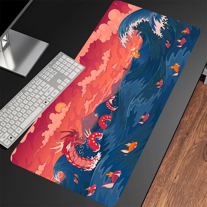 Sea Wave Mouse Pad Large G-Gyarados Keyboard Pads Anime Large Gaming Mousepad Custom Dragon Computer Table Mat Pc Office Carpet