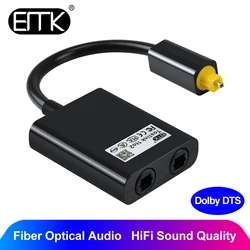 EMK Toslink Splitter 1 in 2 Out Optical Audio Splitter Cable Digital Optical Cable SPDIF Optical Audio Distributor for TV, DVD