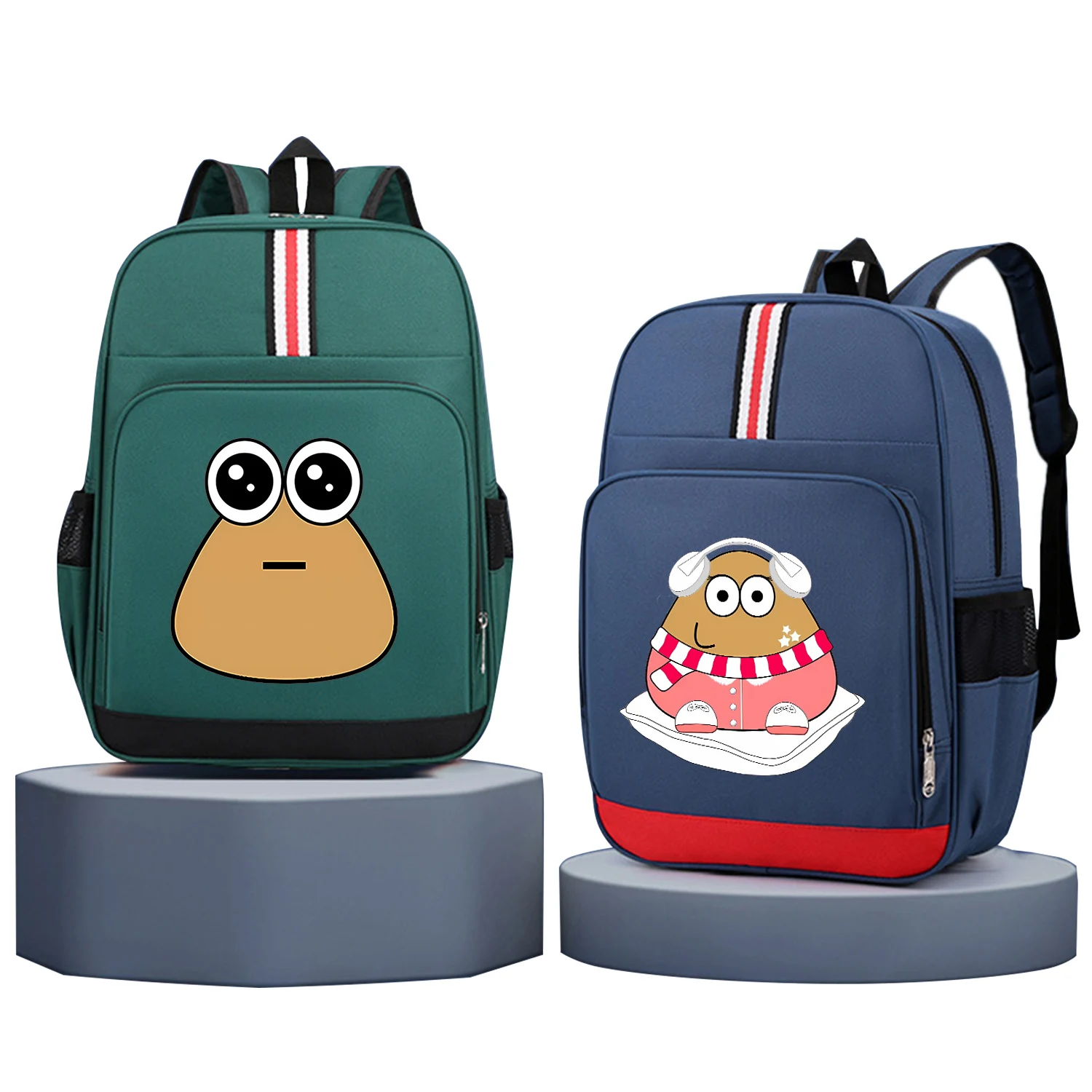 New Pou Children's Backpack Anime Alien Large School Bags for Boy Girl Trendy Schoolbag Satchel Knapsack School Supplies Gift