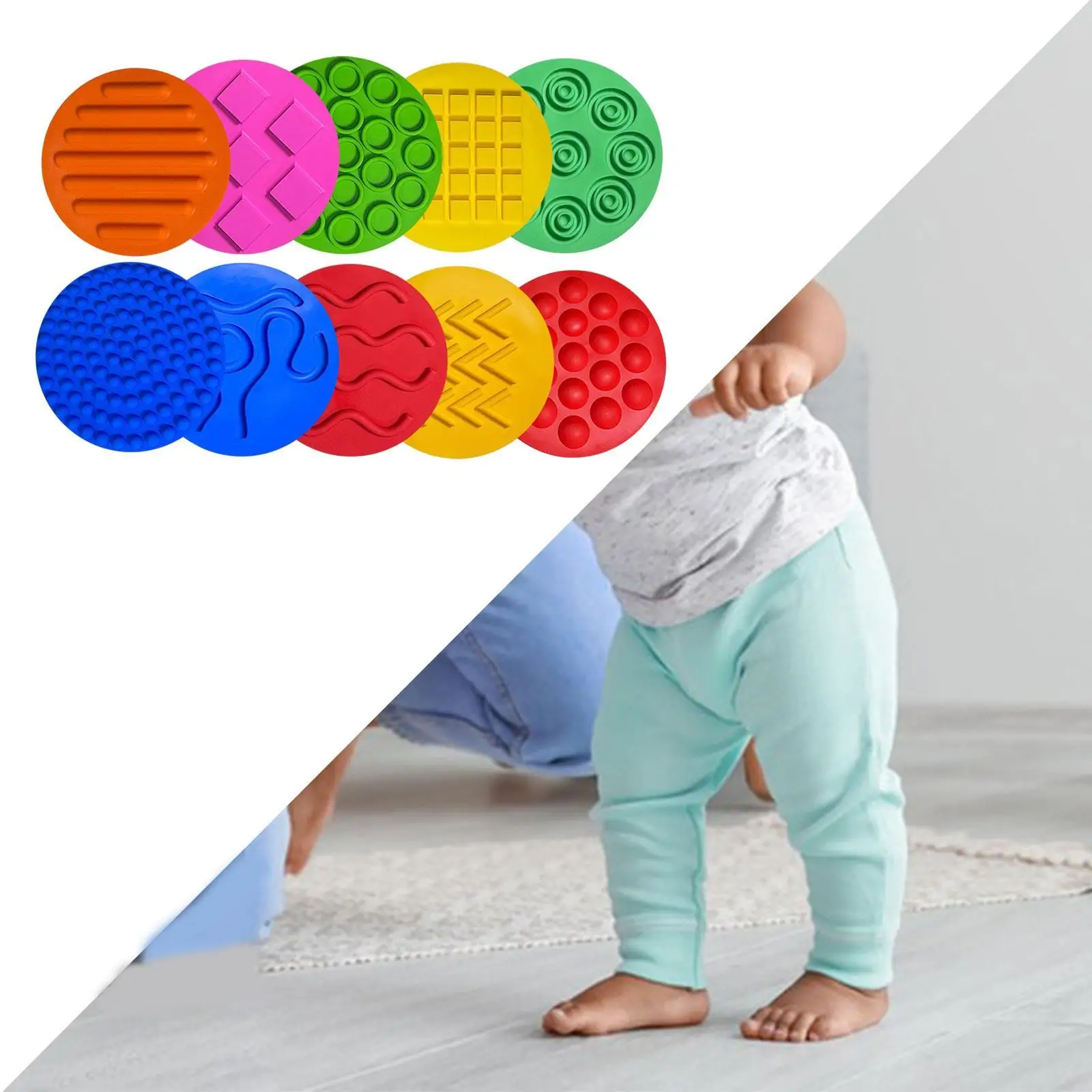 10 Pieces Sensory Circles Sensory Pads Small Portable Early Learning Play