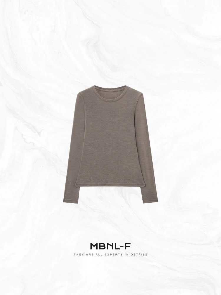 

Женская повседневная свободная базовая футболка MBNLF Cloud Sensation Ultra Soft из 100% шерсти с длинным рукавом, приятная к телу, вязаная, для ношения под одеждой