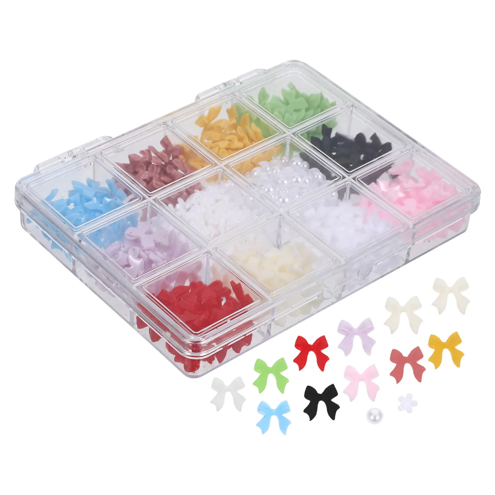 

Box Nail Charms Bow Pearl Mixed Styles Glamorous Nails Decoration 3D Nail Bows Acrylic Nails Gems Accessories Supplies