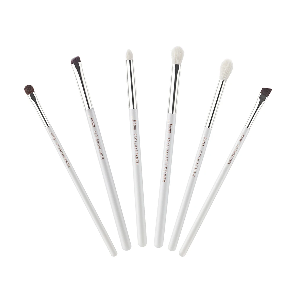 Jessup 아이 브러쉬 세트 6개 전문가용 아이섀도우 메이크업 브러쉬 세트 라이너 블렌딩 브러쉬 펄 화이트/실버, T241