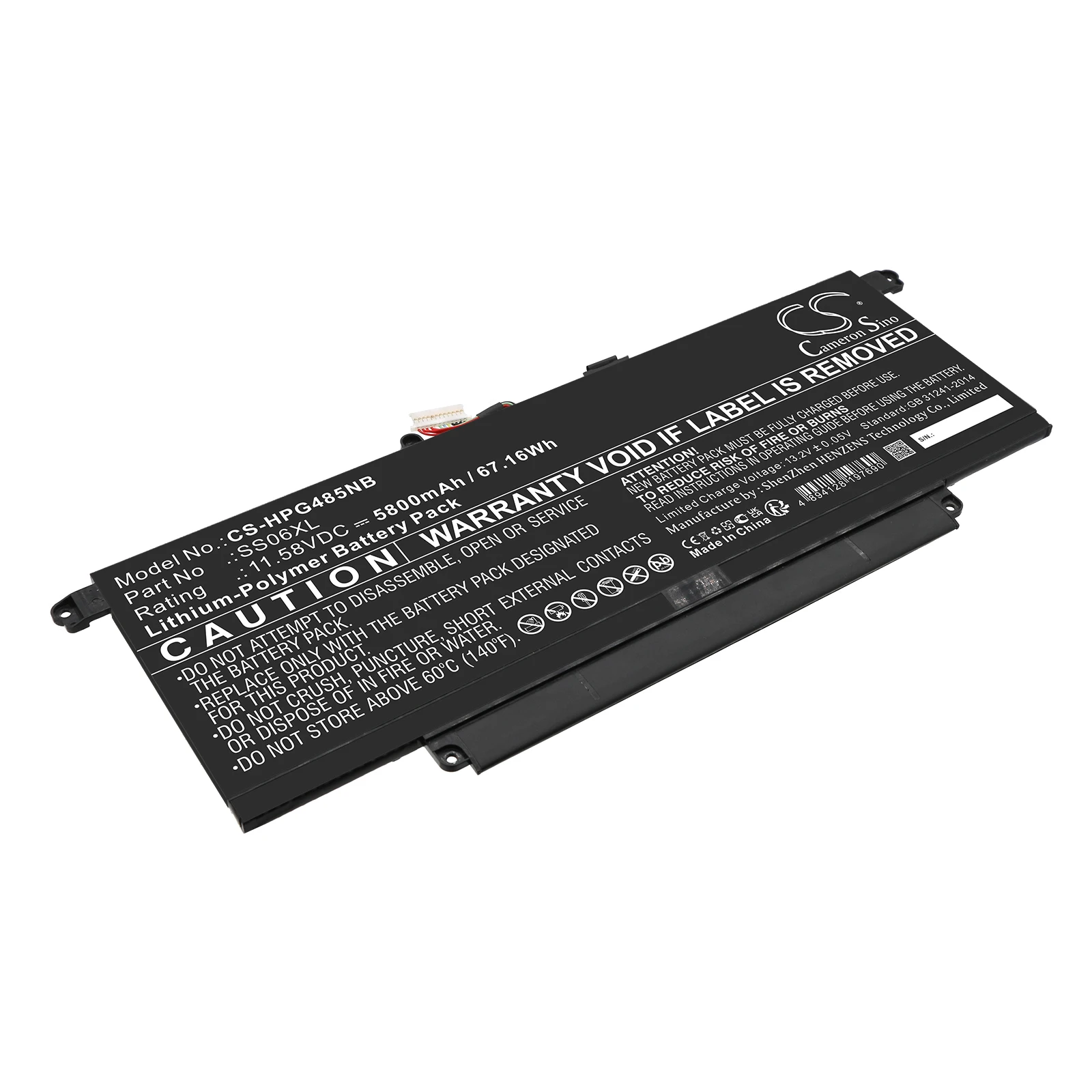 

Notebook, Laptop 5800mAh Battery for HPM64310-271 M73476-005 SS06XL TPN-DB0O Dragonfly G4 85H83PA G4 819A0EA G4 81A52EA