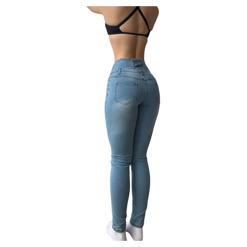High Waist Straight Leg Jeans Women's Slim Fit Long Pants Spring New Style Korean Version Super Elastic Four Button Denim