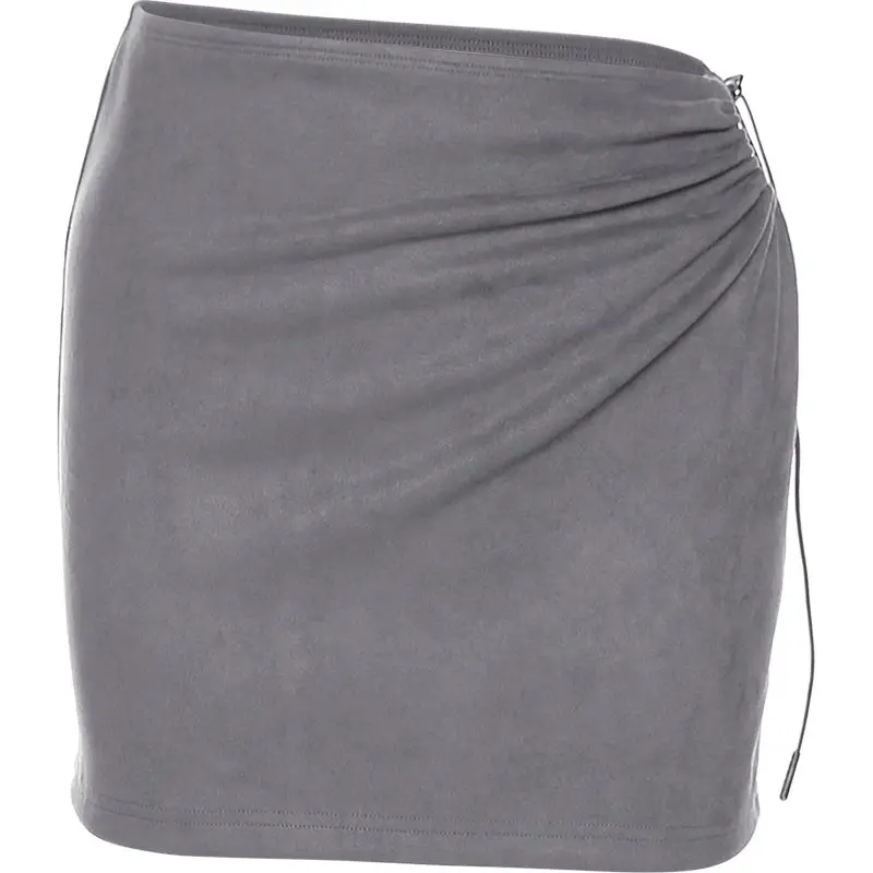 مثير التوابل فتاة تنورة من جانب واحد أضعاف سليم سليم تنورة مجوفة 2025 الربيع والصيف الفتيات نمط ملابس نسائية