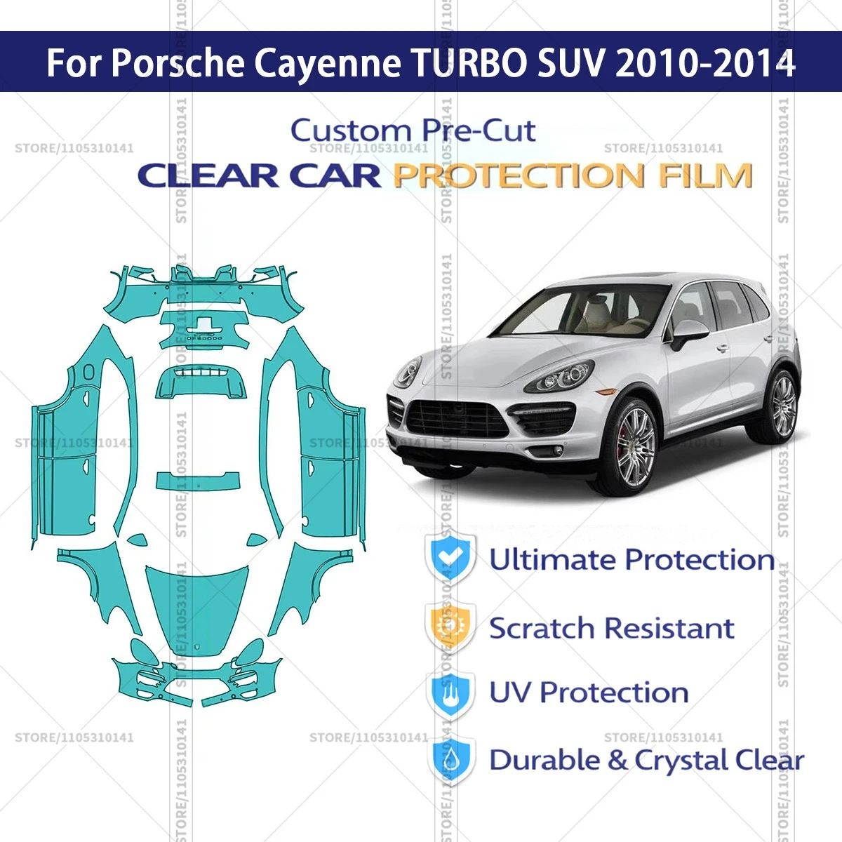 

For Porsche Cayenne TURBO SUV 2010-2014 Pre-Cut Paint Protection Film PPF Transparent Car Film Professional Automotive PPF