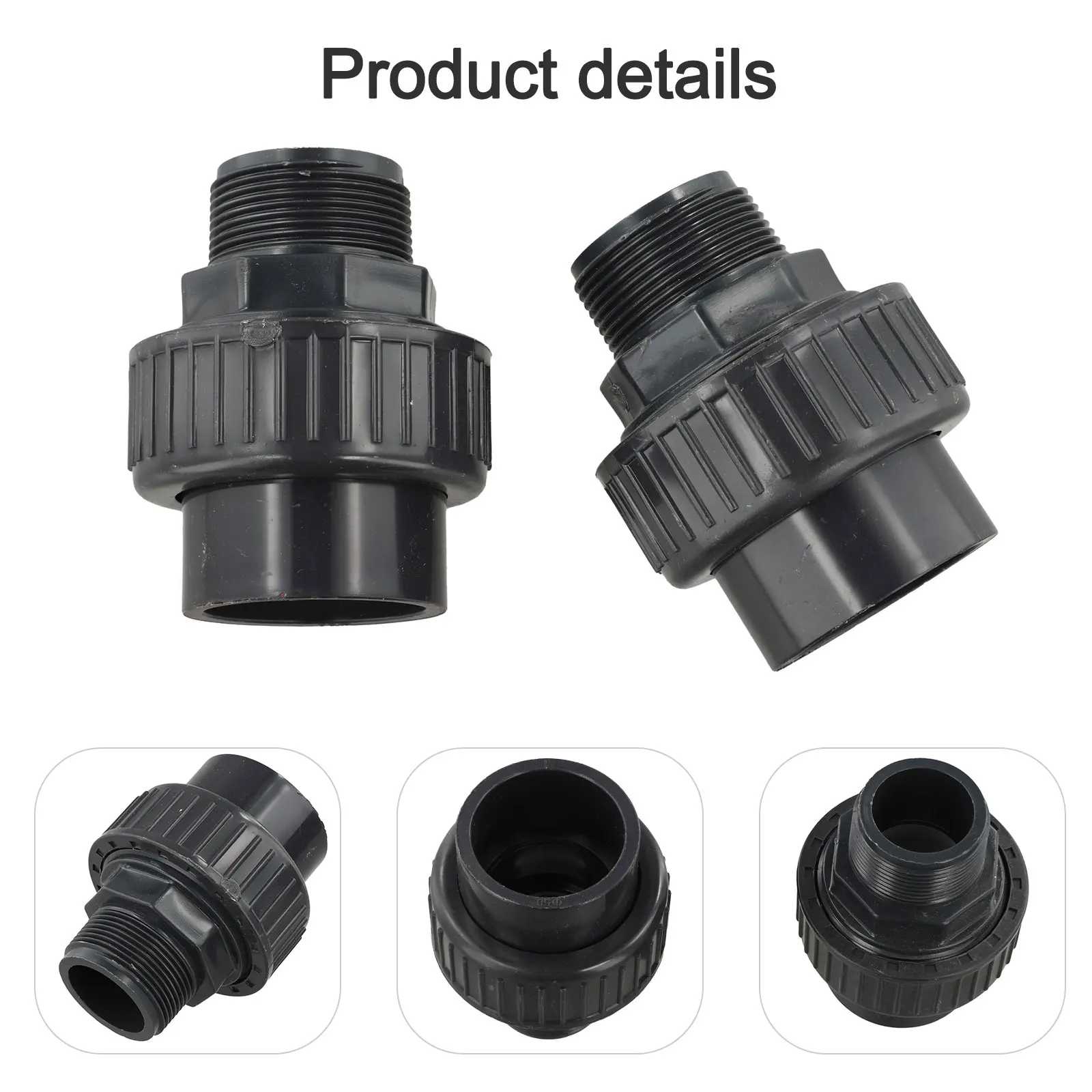2pcs Pool Pump Connector External Thread Union External Thread Quick Connector Outdoor Swimming Pool Supplies Accessories