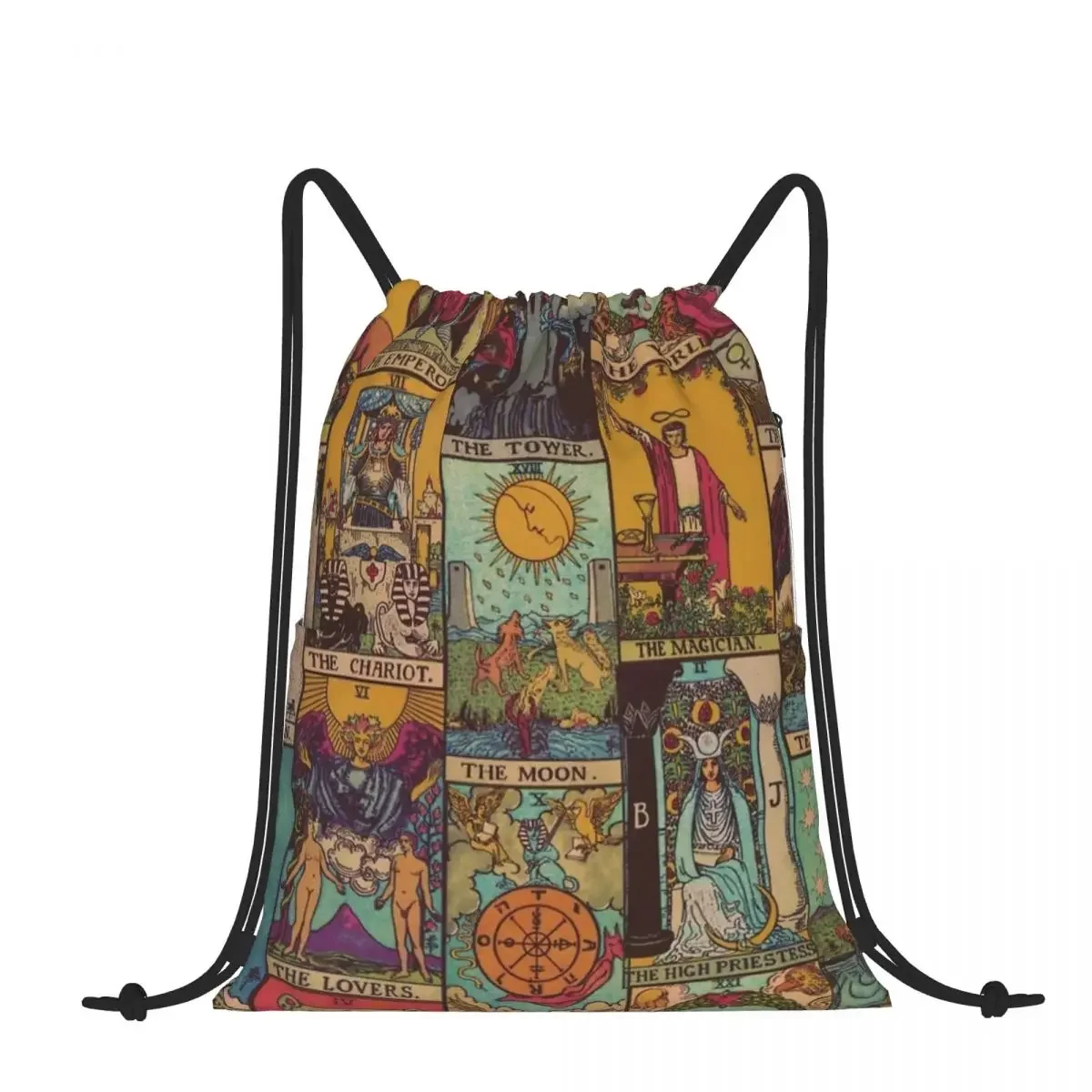 

Drawstring Backpack The Major Arcana Of Tarot Vintage Shoulder Bag Zipper Pocket Sports & Travel Hikes Portables Bag