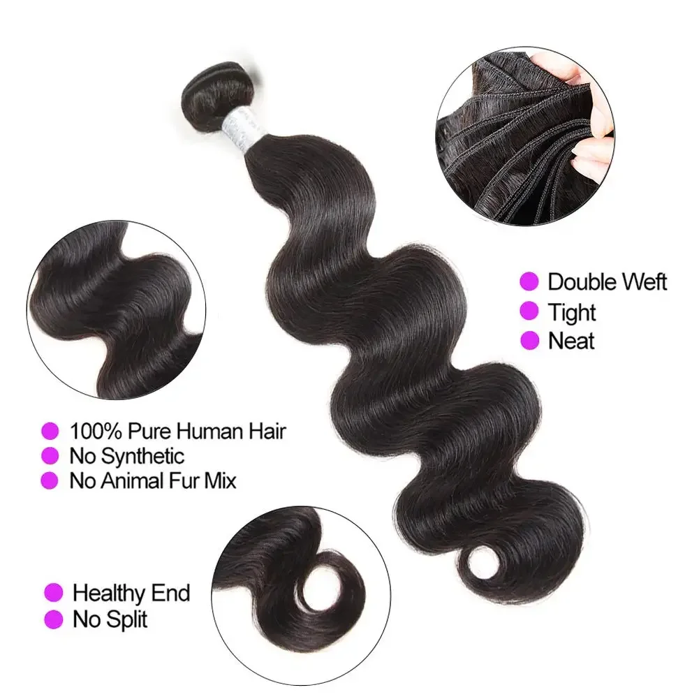 30 40 Inch Body Wave 3 4 Bundels Braziliaanse Remy 100% Braziliaanse Menselijk Haar Golvend Dubbel Getrokken Bundels Weave Extensions