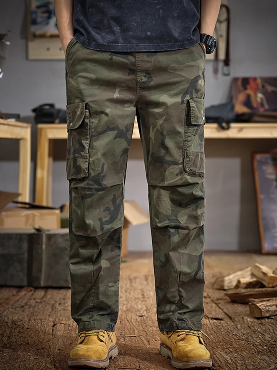 

Осенняя новинка, спортивная камуфляжная мужская рабочая одежда для скалолазания, свободные прямые повседневные брюки в американском стиле ретро, Faionable Ci Sle