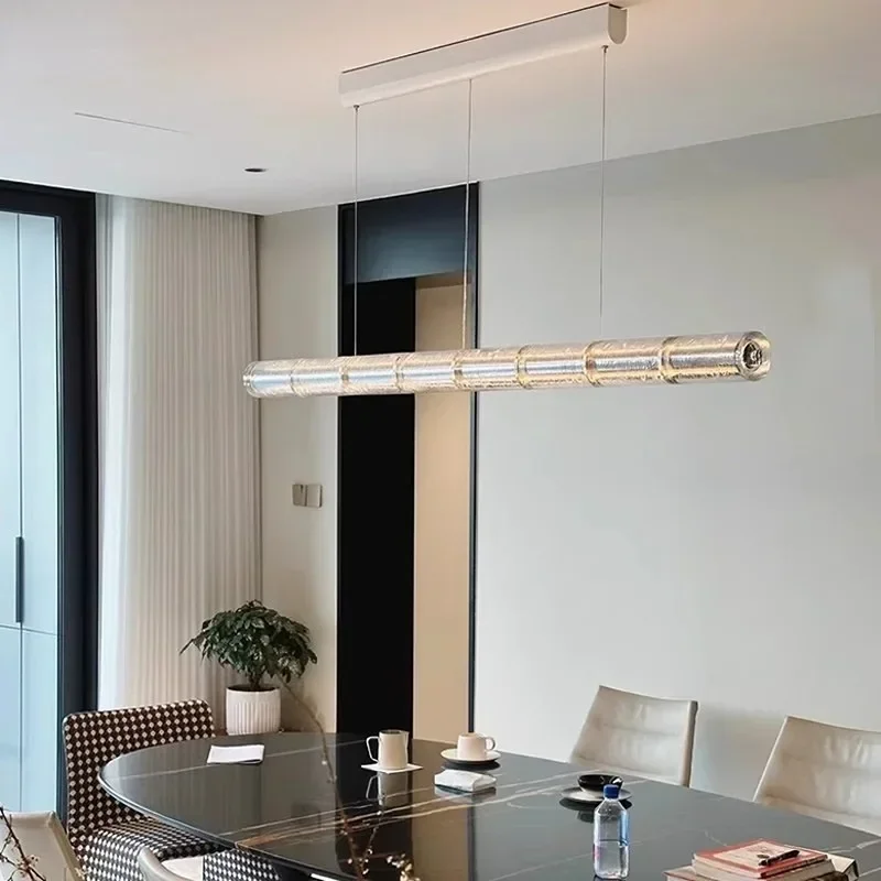 

Designer Glass Tube Pendant Lamp Modern LED Long Hanging Light For Living Room Bedroom Office Simple Dining Table Hanging Lamp