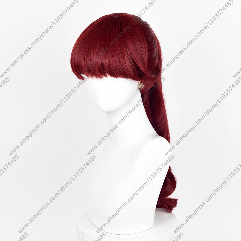 Perruque de Cosplay Anime Kasumi Yoshizawa, queue de cheval longue de 56cm, perruques rouge vin, cheveux synthétiques résistants à la chaleur
