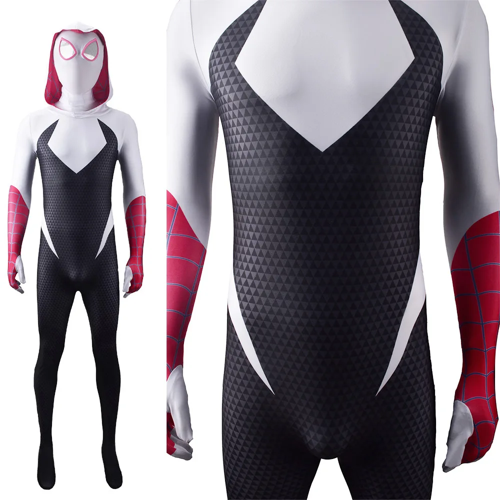 Disfraz de superhéroe Gwen Spiderwoman, traje de Spandex con estampado 3D, Zentai, para Halloween