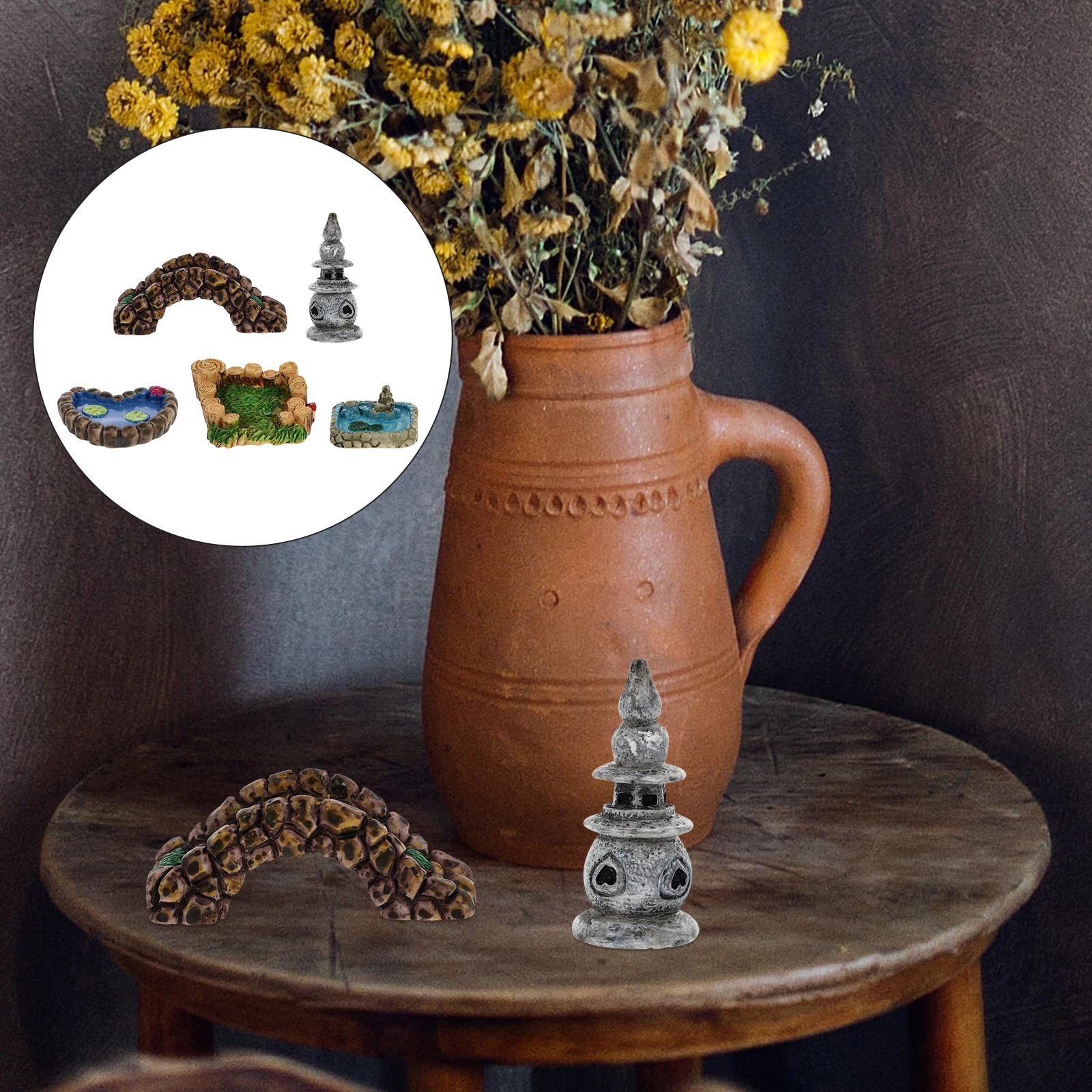 

5Pcs Micro Landscaping Decor Resin Mini Pond Garden Ornament for Bonsai Potted Plants Outdoor Yard Lawn Home Decor